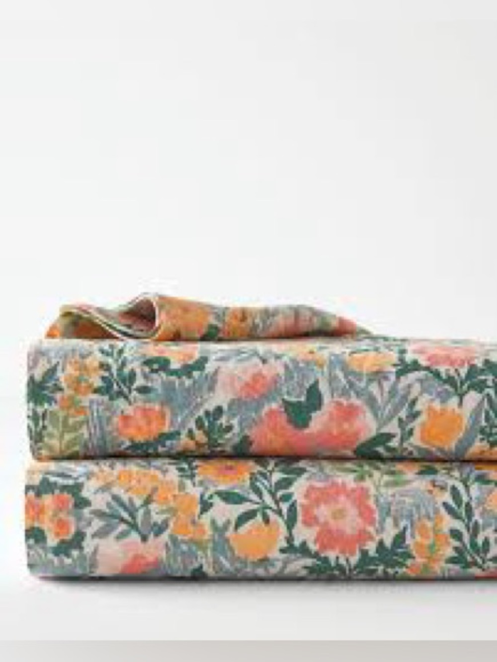 Garnet Hill Full Fitted Sheet Tabitha Floral Relaxed Linen Bedding Like New